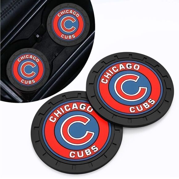 MLB Chicago Cubs Car Cup Holder Coasters set of 2 NWT - Picture 2 of 7